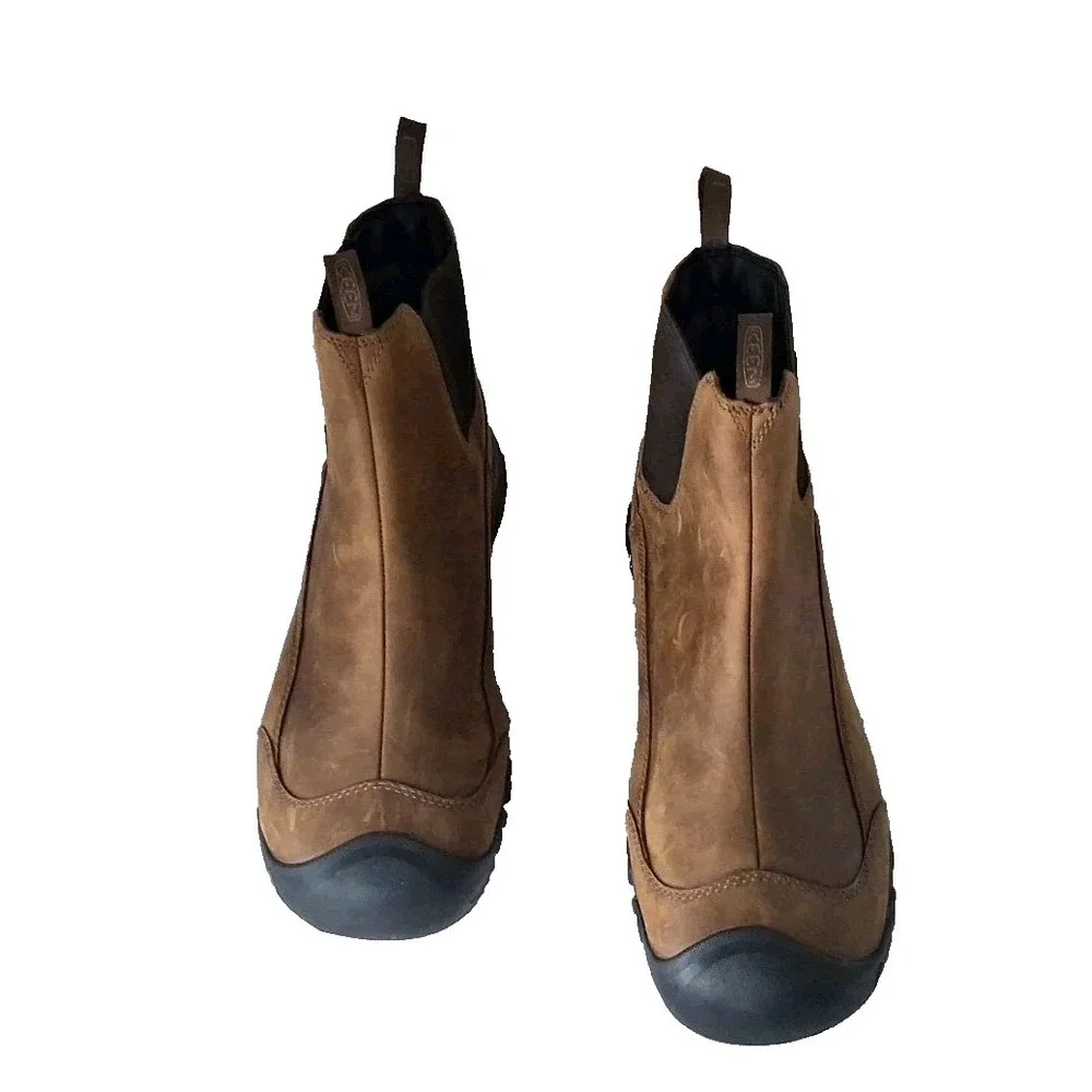 ✨KEEN Mens Size 14M Pull-On Anchorage III WP Leather Boots Earth/Mulch Insulated